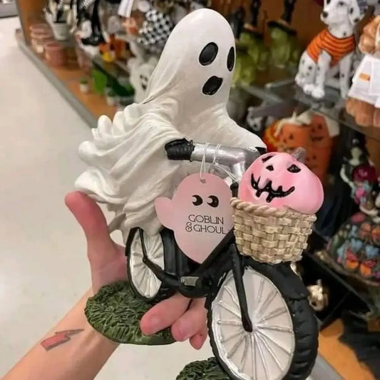 Ghost  Bike Rider With Pink Pumpkin