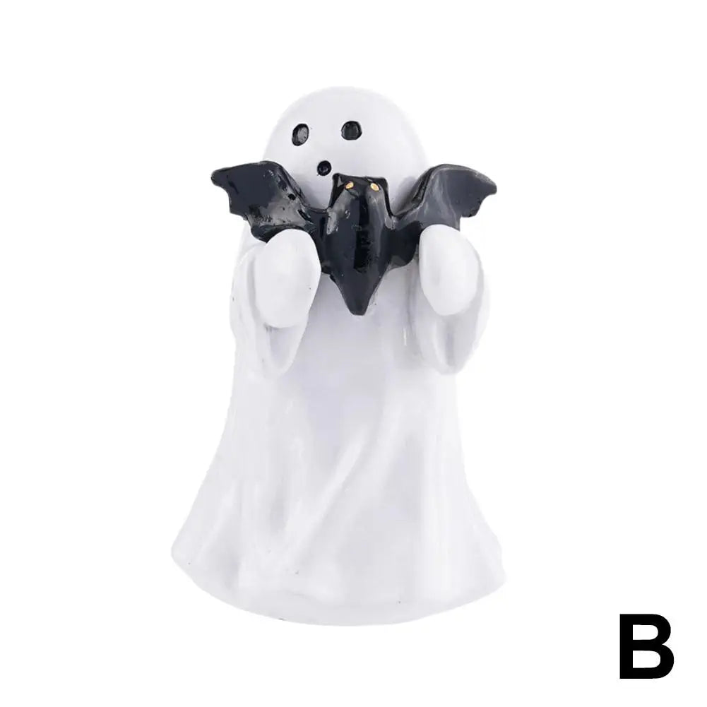 Ghost Hugging Pumpkin Statue Cute Halloween Statue Spooky Halloween Ghost Pumpkin Figurine Resin Walking For Home For Theme