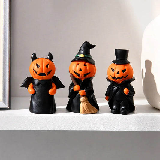 Halloween Fun Pumpkin Festival Party Home Desktop Atmosphere Decoration Ghost Witch Doll Festival Mini Resin Decoration