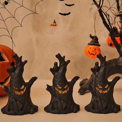 Spooky Tree Stump Halloween Decoration | Quirky Tabletop Decor | Creepy Halloween Miniature Ornament