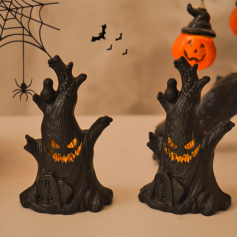 Spooky Tree Stump Halloween Decoration | Quirky Tabletop Decor | Creepy Halloween Miniature Ornament