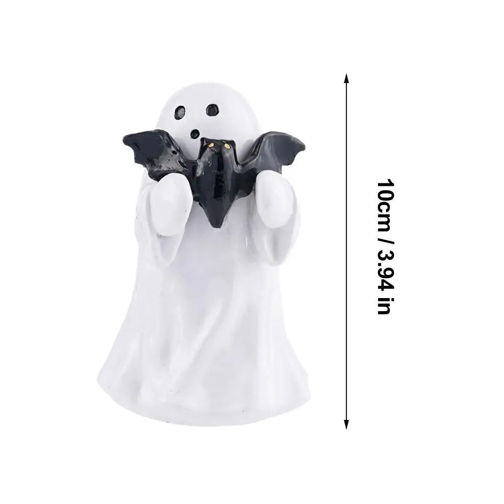 Ghost Hugging Pumpkin Statue Cute Halloween Statue Spooky Halloween Ghost Pumpkin Figurine Resin Walking For Home For Theme