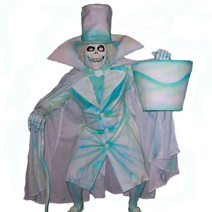 Skeleton Man With Bucket Resin Spooky Ornaments Ew Hat Box Ghost Resin Ornaments Sculpture For Halloween Courtyard Crutche Decor